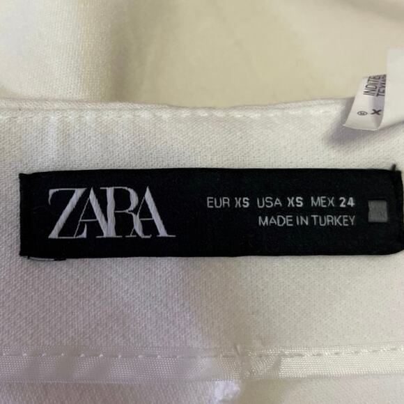 Zara Women's White Straight Pencil Slit Zipper Mini Wrap Skirt Skort Size XS - Picture 4 of 5